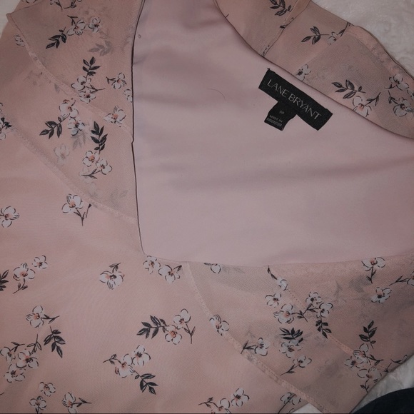 Pink Ruffled Peplum Blouse Lane Bryant Plus 18 - Picture 3 of 3